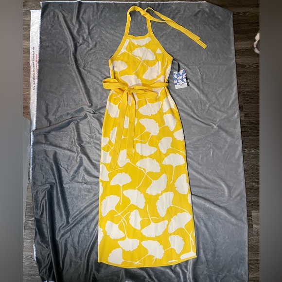 🌼 NWT 🌼 DVF Diane Von Furstenberg x Target Yellow Halter Tie-Neck Ginkgo Dress - Picture 5 of 11